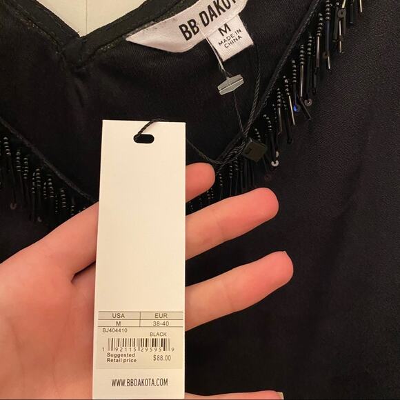 NWT BB Dakota Powers That V Beaded Top Black - Picture 7 of 9